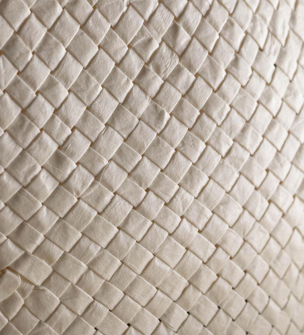 Close-up of paper straw weaving