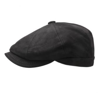 Classic Italy  Men's Tellyn  Leather Newsboy Cap Water Repellent